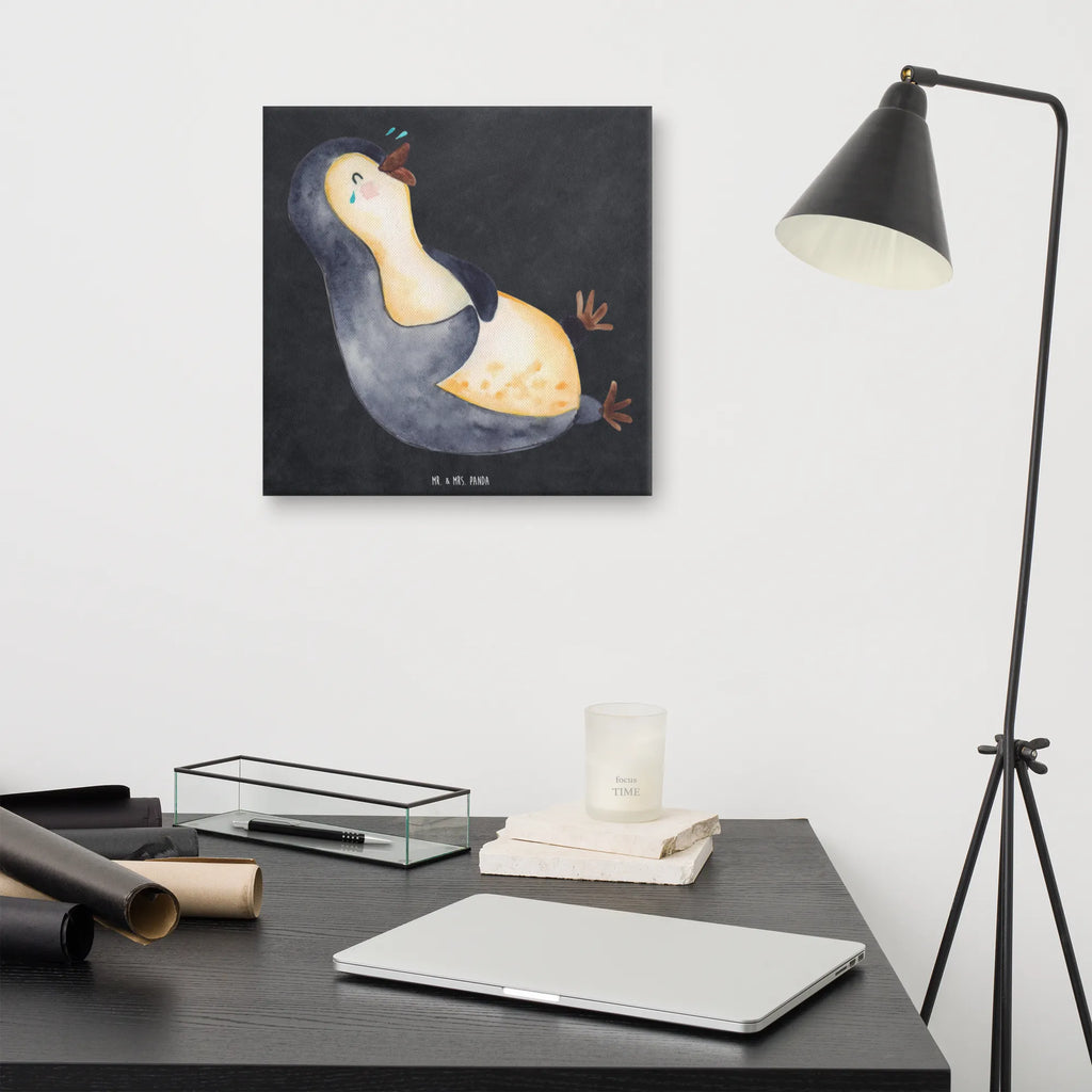 Canvas picture Penguin Laugh Dekoration, Kunstdruck, Bild, Wanddeko, Leinwand, Pinguin, Pinguine, lustiger Spruch, Lachen, Fröhlichkeit, Fröhlich, Optimismus, Humor