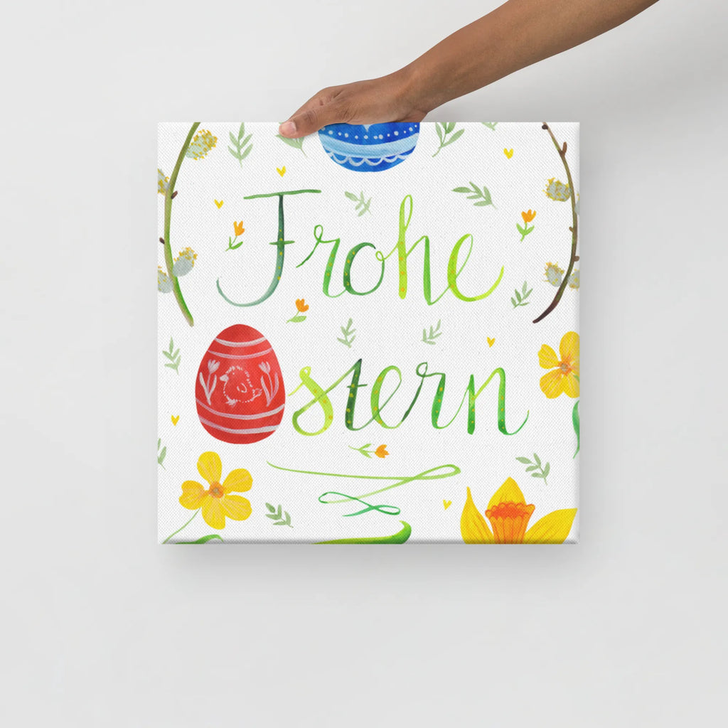 Canvas picture Easter happy Easter Wanddeko, Dekoration, Bild, Leinwand, Kunstdruck, Ostern, Osterhase, Ostergeschenke, Osternest, Osterdeko, Geschenke zu Ostern, Ostern Geschenk, Ostergeschenke Kinder, Ostern Kinder, Osterei, bemalte Ostereier, Frohe Ostern, Osterblume, Weidenkätzchen. Lettering, Ostergrüße