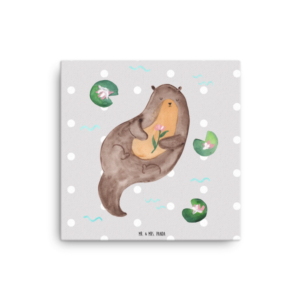 Canvas picture otter Water Lily Leinwand, Kunstdruck, Otter, Seeotter, Fischotter, Otter Seeotter See Otter