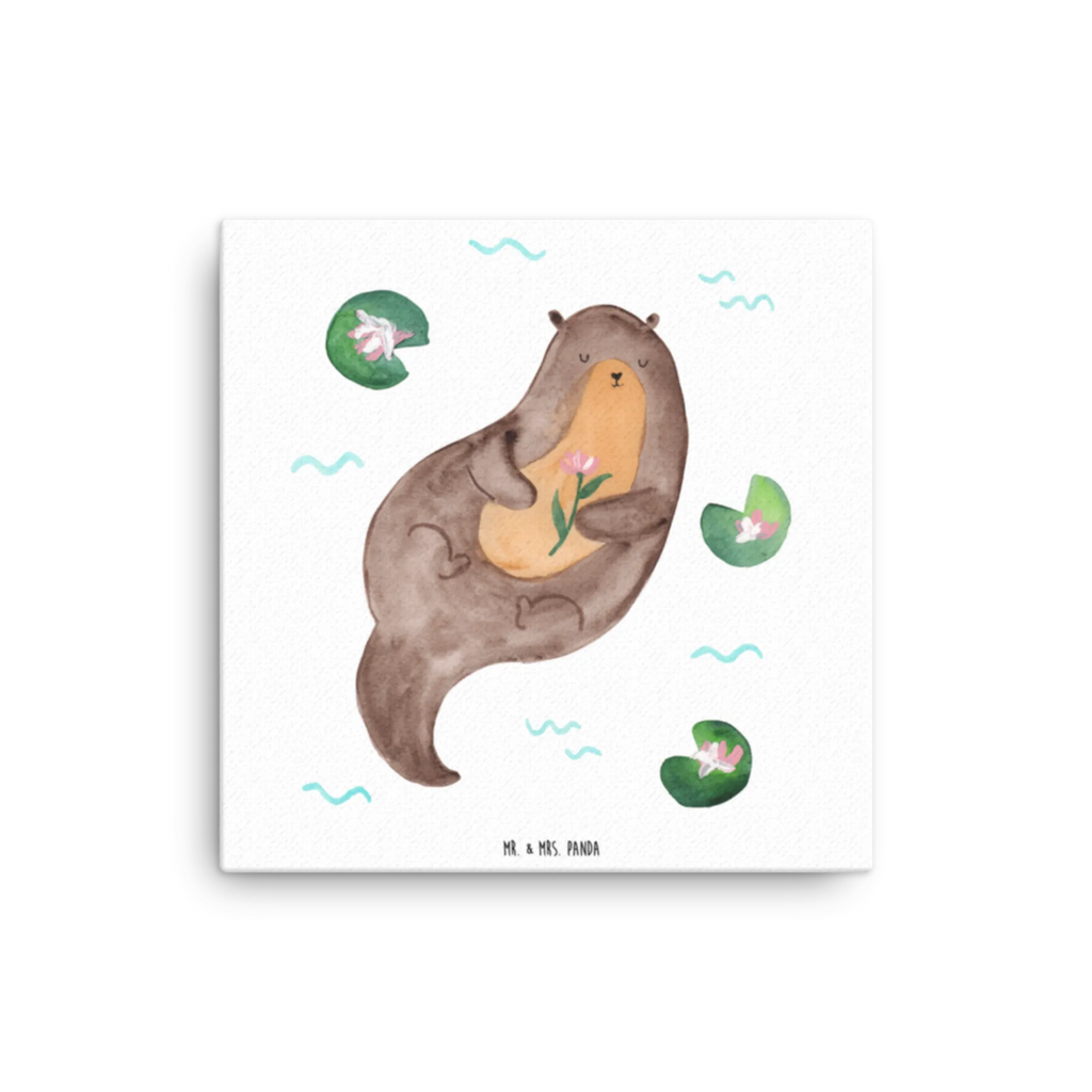 Canvas picture otter Water Lily Leinwand, Kunstdruck, Otter, Seeotter, Fischotter, Otter Seeotter See Otter