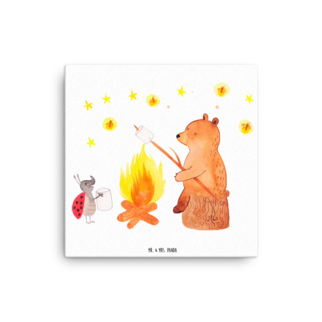 Canvas picture Bear & Ladybird campfire Kunstdruck, Leinwand, Teddybär, Teddy, Bär, Lagerfeuer