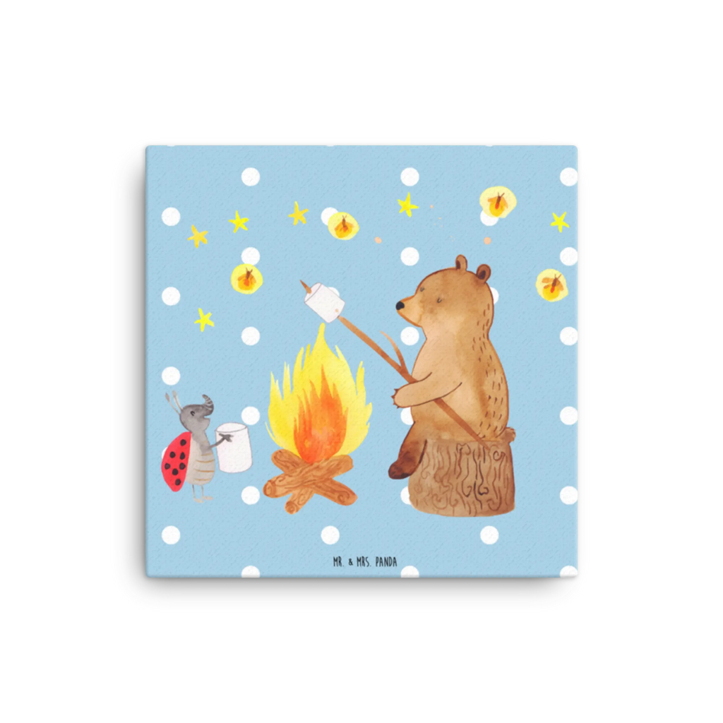 Canvas picture Bear & Ladybird campfire Kunstdruck, Leinwand, Teddybär, Teddy, Bär, Lagerfeuer