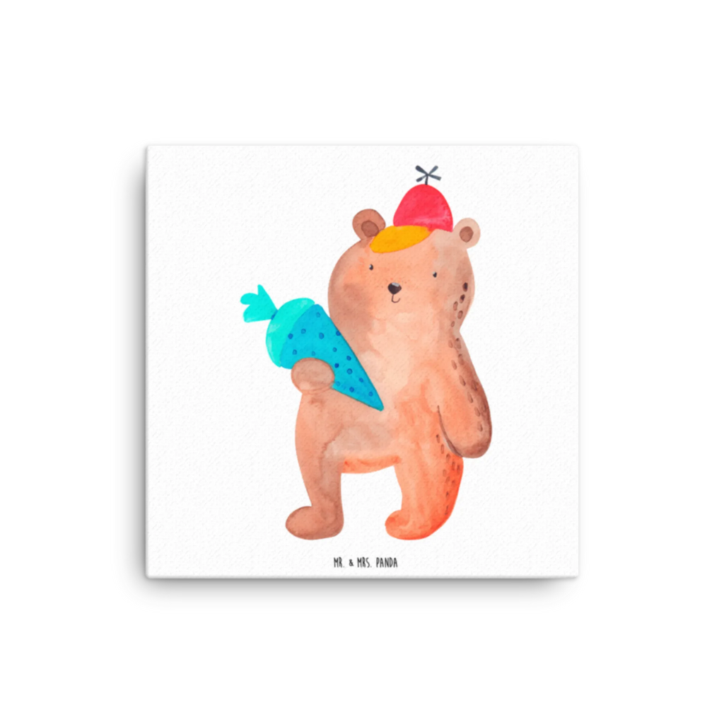Canvas picture bear School cone Leinwand, Kunstdruck, Teddybär, Teddy, Bär, Schule Geschenk, Schulanfang, Bär Motiv, Erster Schultag Geschenk, Schultüte, Grundschule, Schulbeginn, Einschulung Geschenk