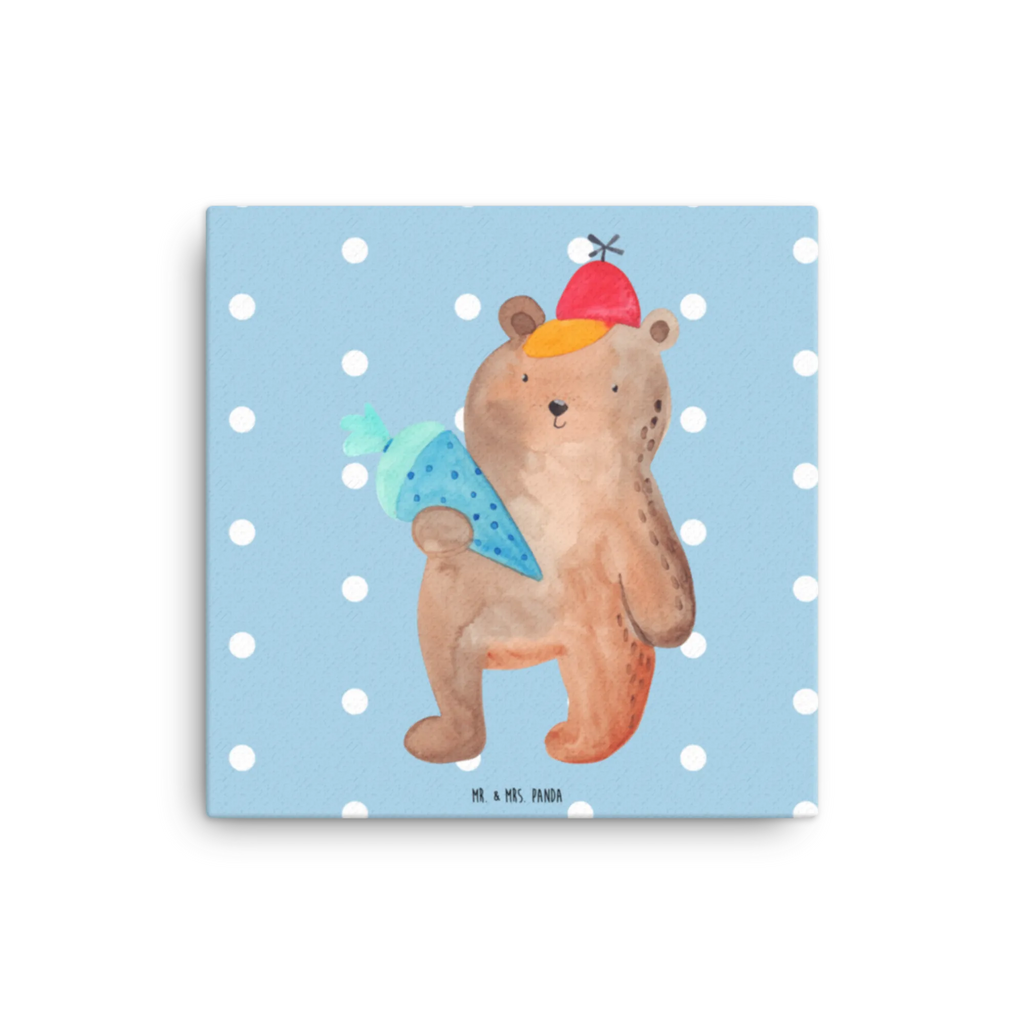 Canvas picture bear School cone Leinwand, Kunstdruck, Teddybär, Teddy, Bär, Schule Geschenk, Schulanfang, Bär Motiv, Erster Schultag Geschenk, Schultüte, Grundschule, Schulbeginn, Einschulung Geschenk