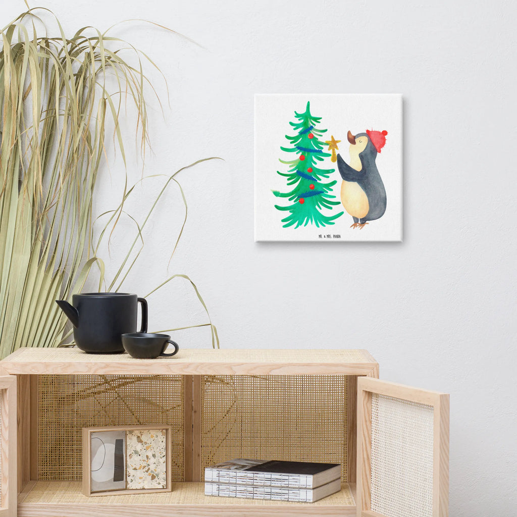 Leinwand Bild Pinguin Weihnachtsbaum Kunstdruck, Leinwand, Weihnachten, Winter, Wintermotiv, Heiligabend, Advent, Nikolaus, Weihnachtsdeko, Pinguin