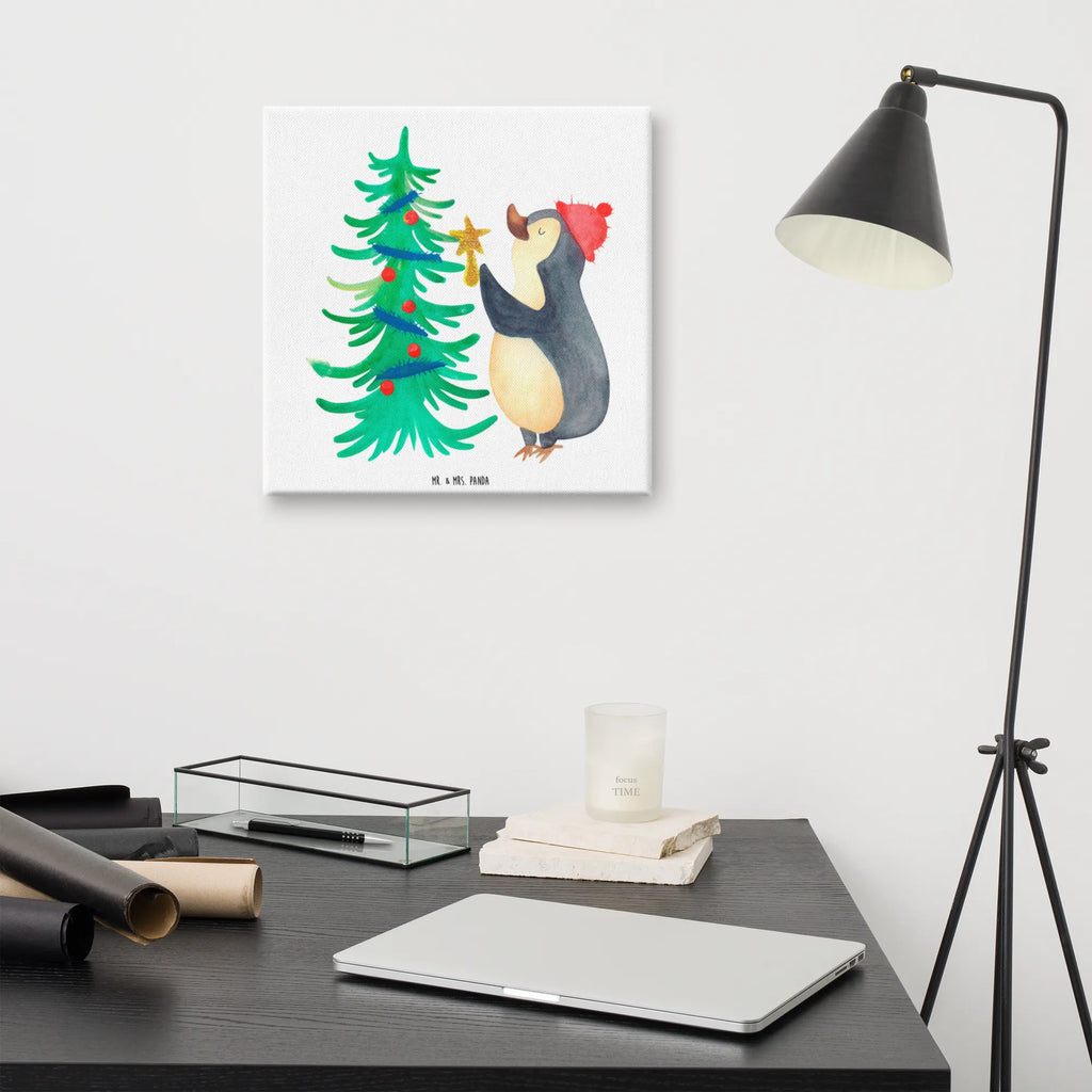 Leinwand Bild Pinguin Weihnachtsbaum Kunstdruck, Leinwand, Weihnachten, Winter, Wintermotiv, Heiligabend, Advent, Nikolaus, Weihnachtsdeko, Pinguin