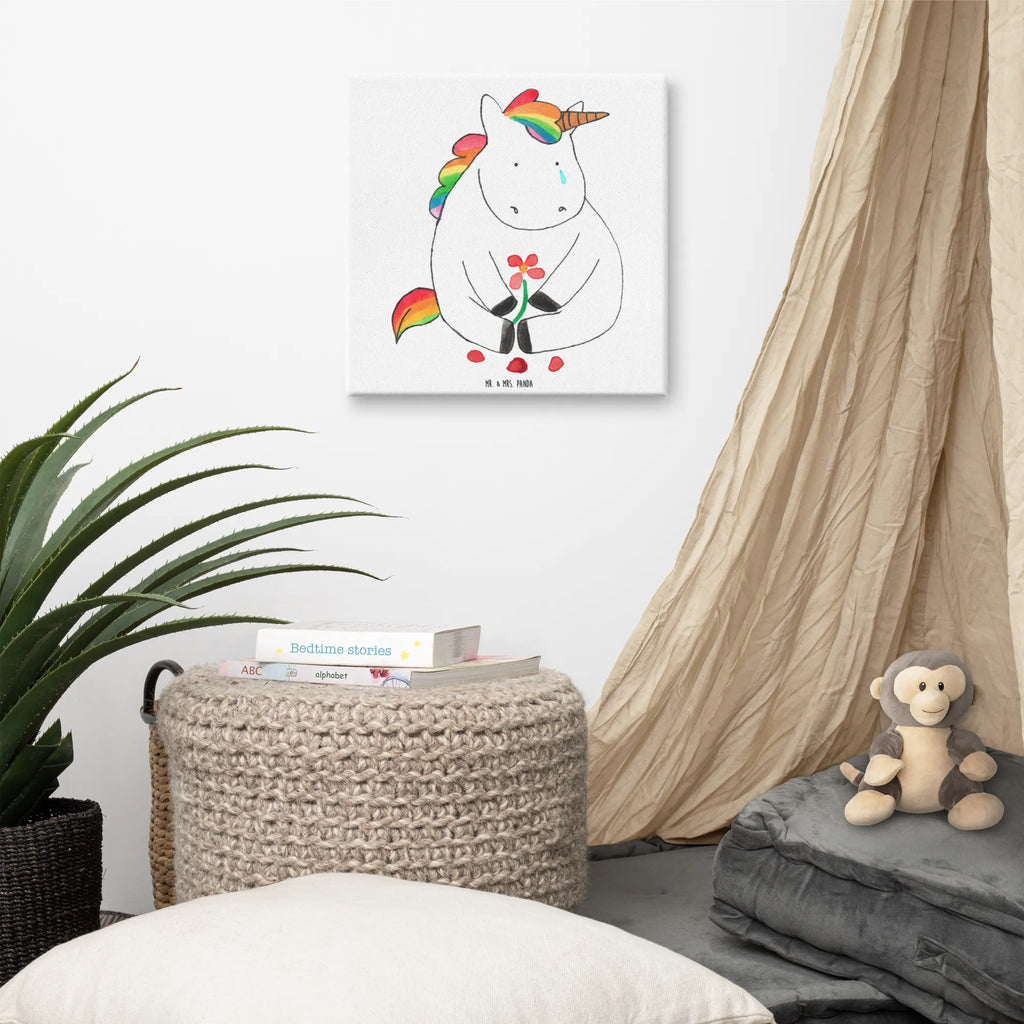 Canvas picture unicorn Sad Leinwand, Bild, Kunstdruck, Wanddeko, Dekoration, Einhorn, Einhörner, Einhorn Deko, Unicorn, Glitzer, Trösten. Freundschaft, Freunde, Liebe, Trauer, Grußkarte, Blume