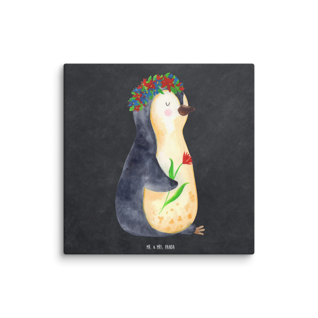Canvas picture Penguin Flower Leinwand, Kunstdruck, Pinguin, Lebensziele, Geschenkidee, Wünsche, Lebenslust, Ziele, Motivation, Leben, Universum, Blumenkranz, Liebeskummer, Pinguine