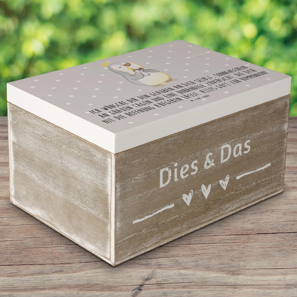 Skrzynia drewniana pingwin Komunia Truhe, Dekokiste, Schatulle, Geschenkdose, Geschenkbox, XXL, Kiste, Erinnerungskiste, Holzkiste, Erinnerungsbox, Schatzkiste, Aufbewahrungsbox, Konfirmation, Kommunion, Jugendweihe, Konfirmation Geschenk, Kommunion Dankeschön, Sonnenschein, Kommunion Geschenk, Glauben