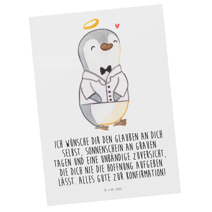 Postkarte Pinguin Konfirmation Hemd