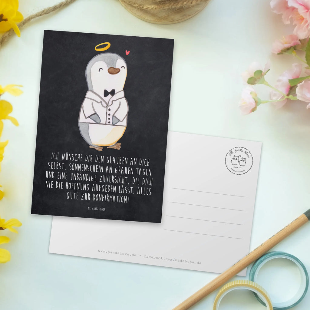 Postcard penguin Confirmation shirt card, gift, invitation, letter, gift card, invitation card, postcards, paper, Postcard, Confirmation, communion, youth consecration, confirmation gift, sunshine, confidence, hope, trust