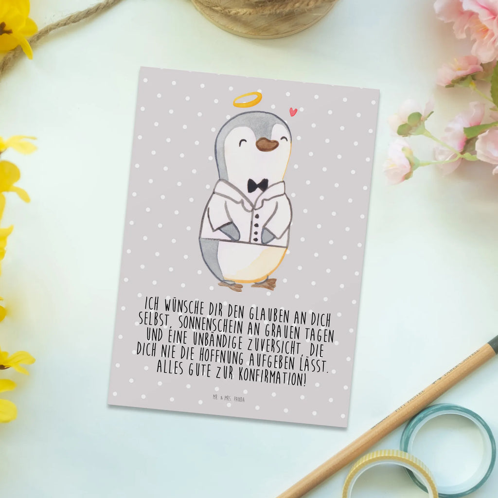 Postcard penguin Confirmation shirt card, gift, invitation, letter, gift card, invitation card, postcards, paper, Postcard, Confirmation, communion, youth consecration, confirmation gift, sunshine, confidence, hope, trust