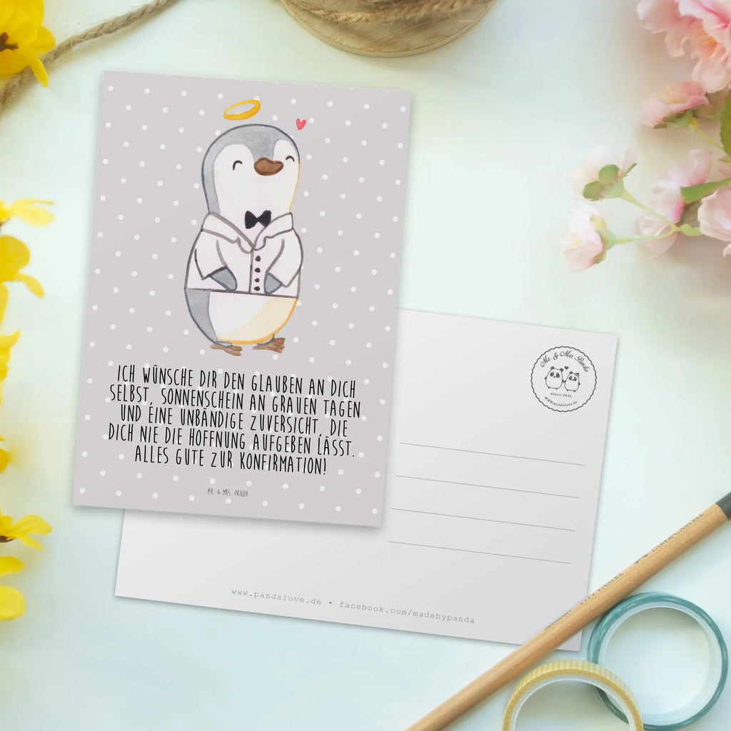 Postcard penguin Confirmation shirt card, gift, invitation, letter, gift card, invitation card, postcards, paper, Postcard, Confirmation, communion, youth consecration, confirmation gift, sunshine, confidence, hope, trust