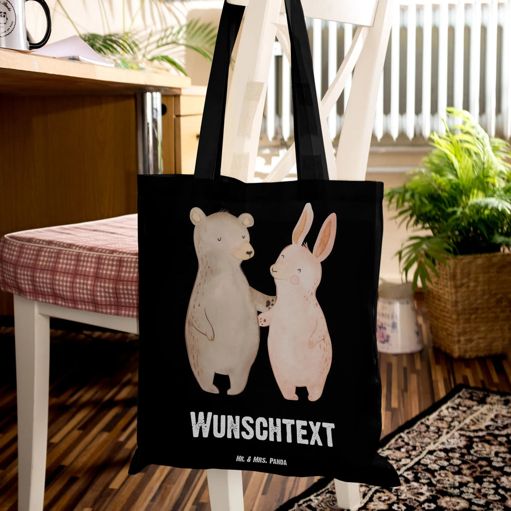 Personalised tote bag bear and rabbit Embrace Personalisierter Beutel, Personalisierte Einkaufstasche, Schultertasche, Einkaufsbeutel, Umhängetasche, Personalisierte Beuteltasche, Shopper, Strandtasche, Personalisierter Stoffbeutel, Personalisierte Tasche, Personalisierter Jutebeutel, Stoffbeutel mit Namen, Tragetasche mit Namen, Personalisierte Kindergartentasche, Einkaufstasche mit Namen, Tüte, Personalisierte Jutetasche, Freundin, Freund, Liebe, Liebesgeschenk, Jahrestag, Verlobung, Partner, Ehemann, Ehefrau, Heiraten, Heiratsantrag, Hocheitstag, Best Friends, Freunde, Hase, Bärchen, Bester Freund, Bär
