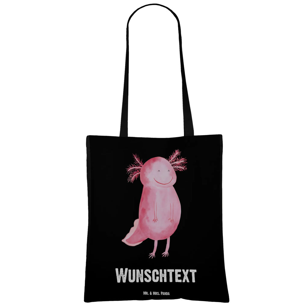 Personalised tote bag axolotl Happy Axolotl, Axelotl, marine animals, Mexican walking fish, salamander, amphibian, motivation, good mood, tail, axolot, axolotl