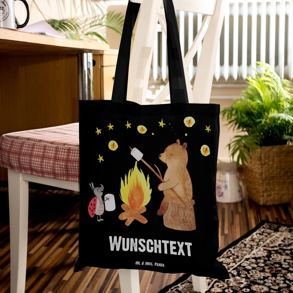 Personalised tote bag Bear & Ladybird campfire Tragetasche mit Namen, Personalisierter Beutel, Einkaufstasche mit Namen, Stoffbeutel mit Namen, Personalisierte Kindergartentasche, Personalisierter Jutebeutel, Personalisierte Beuteltasche, Personalisierter Stoffbeutel, Personalisierte Jutetasche, Personalisierte Tasche, Personalisierte Einkaufstasche, Bär, Teddy, Teddybär, Lagerfeuer