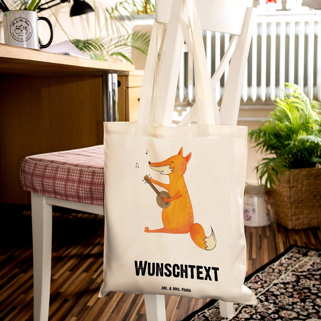 Personalised tote bag Fox guitar fox, foxes, forest wildlife, clever as a fox, animal lover, gift musician, singer, guitar, music saying, Fox, musician