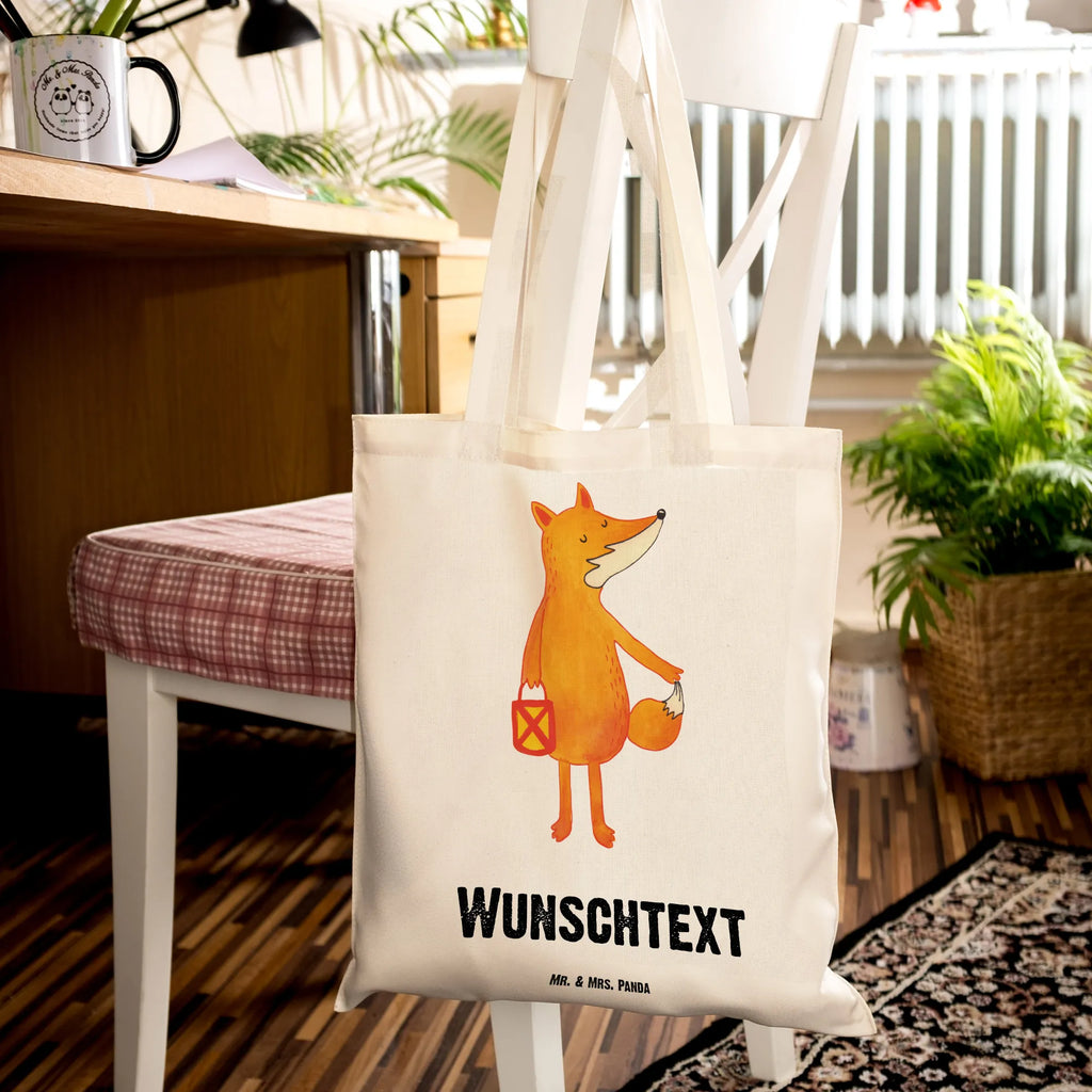Personalised tote bag Fox Lantern fox, foxes, forest wildlife, clever as a fox, animal lover, Saint Martin, Caesar Otto Hugo Flaischlen, Lovesickness Spell, Cheer up, Lantern, Lantern parade, Fox, Spell comforting, Foxes