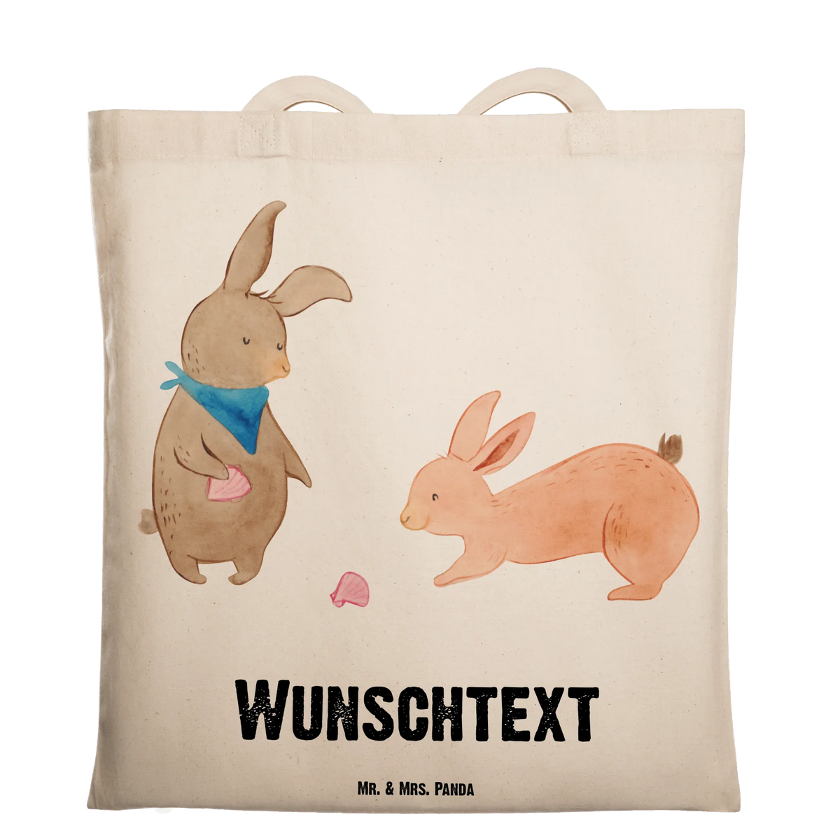 Personalised tote bag Bunnies with seashell Family, Father's Day, Mother's Day, brother, sister, Mom, Dad, shells, best friend, sea, girlfriends, best friends, girlfriend, collecting shells, rabbits, BFF