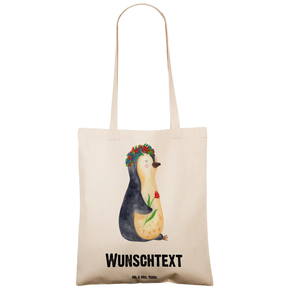 Personalisierte Tragetasche Pinguin Blumenkranz Schultertasche, Einkaufsbeutel, Strandtasche, Personalisierte Tasche, Personalisierte Beuteltasche, Personalisierte Einkaufstasche, Personalisierte Jutetasche, Tragetasche mit Namen, Einkaufstasche mit Namen, Personalisierte Kindergartentasche, Tüte, Shopper, Personalisierter Stoffbeutel, Stoffbeutel mit Namen, Personalisierter Beutel, Personalisierter Jutebeutel, Umhängetasche, Pinguin, Liebeskummer, Leben, Universum, Pinguine, Blumenkranz, Motivation, Ziele, Wünsche, Geschenkidee, Lebensziele, Lebenslust