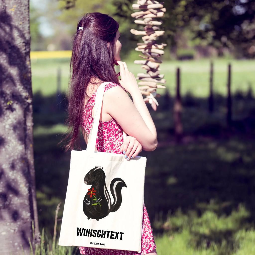 Personalizowana torba skunks kwiat Personalisierter Stoffbeutel, Personalisierte Kindergartentasche, Personalisierte Tasche, Personalisierter Jutebeutel, Einkaufstasche mit Namen, Personalisierter Beutel, Personalisierte Beuteltasche, Stoffbeutel mit Namen, Tragetasche mit Namen, Personalisierte Jutetasche, Personalisierte Einkaufstasche, Stinktier, Skunk, verträumt, Raubtier, Träume, Stinki, Tagträumer, Stinker, Dreams, Wildtier