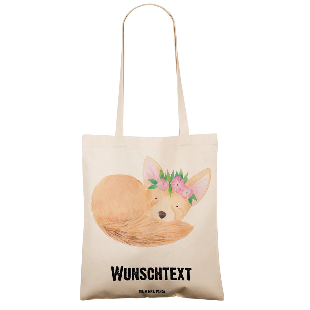 Personalisierte Tragetasche Wüstenfuchs Blumenkranz Personalisierte Jutetasche, Personalisierter Stoffbeutel, Personalisierte Tasche, Personalisierter Jutebeutel, Personalisierte Kindergartentasche, Stoffbeutel mit Namen, Personalisierte Beuteltasche, Tragetasche mit Namen, Personalisierter Beutel, Personalisierte Einkaufstasche, Einkaufstasche mit Namen, Afrika, Wildtiere, Blumen, Glücklich, Wüstenfuchs, Wüste, Blumenkranz