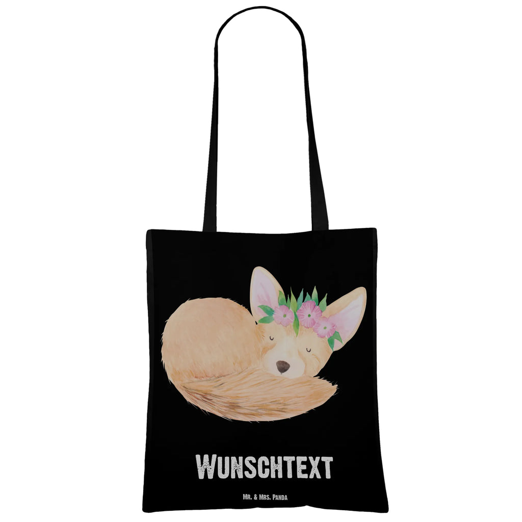 Personalisierte Tragetasche Wüstenfuchs Blumenkranz Personalisierte Jutetasche, Personalisierter Stoffbeutel, Personalisierte Tasche, Personalisierter Jutebeutel, Personalisierte Kindergartentasche, Stoffbeutel mit Namen, Personalisierte Beuteltasche, Tragetasche mit Namen, Personalisierter Beutel, Personalisierte Einkaufstasche, Einkaufstasche mit Namen, Afrika, Wildtiere, Blumen, Glücklich, Wüstenfuchs, Wüste, Blumenkranz