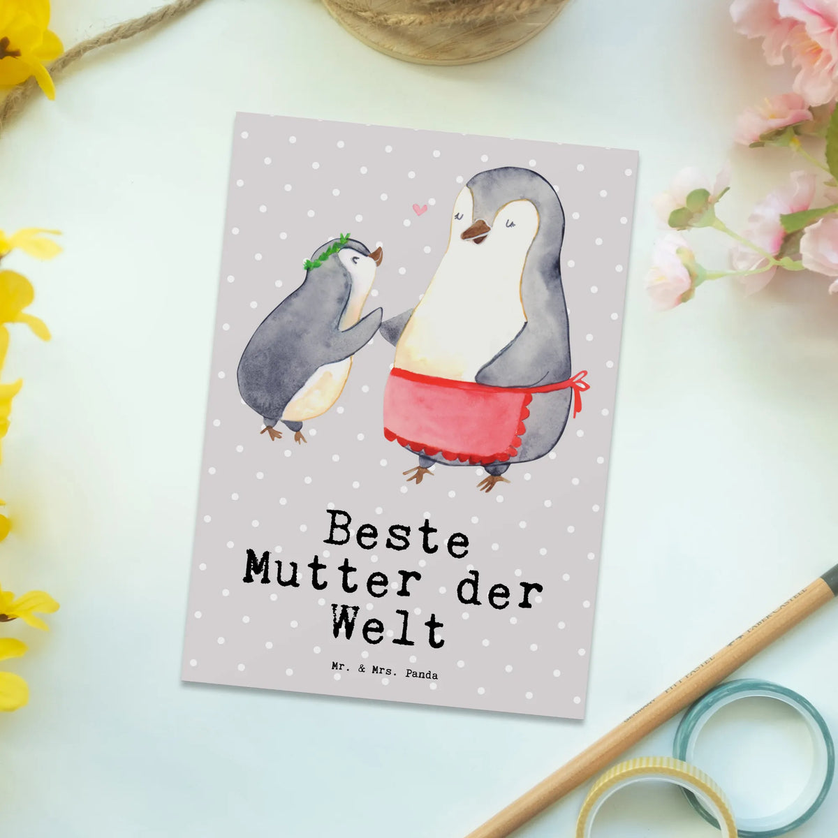 Postcard penguin best mom in the world card, invitation, paper, Postcard, letter, gift, postcards, gift card, invitation card, for, thank you, giving, birthday, birthday present, gift idea, souvenir, make you happy, gift tip, Thank You, Best, Best Mom, Ma, Super Mom, Mama, Daughter, Mother, Mommy, Mutti, Son, Mother's Day