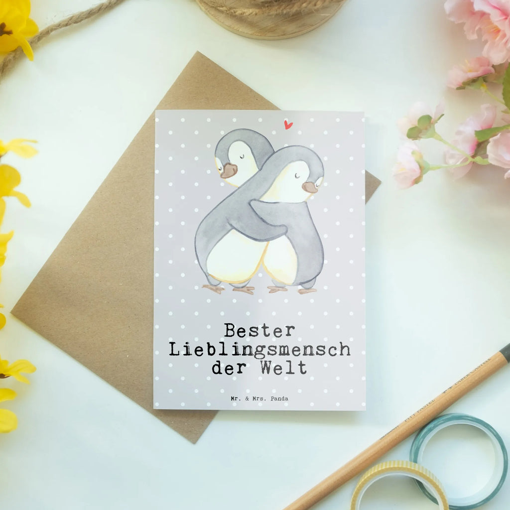 Grußkarte Pinguin Bester Lieblingsmensch der Welt Hochzeitskarte, Einladungskarte, Geburtstagskarte, Grußkarte, Karte, Glückwunschkarte, Ansichtskarten, Klappkarte, für, Dankeschön, Geschenk, Schenken, Geburtstag, Geburtstagsgeschenk, Geschenkidee, Danke, Bedanken, Mitbringsel, Freude machen, Geschenktipp, Papa, Bae, Herz, Mama, beste Freundin, Liebe, Partner, Lieblingsmensch, Love, Liebling, Freund, Familie, Lieblings Mensch