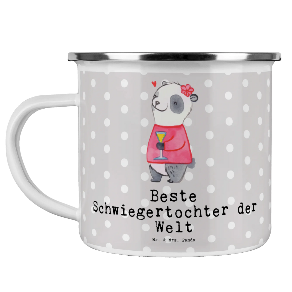 Kempingowy kubek emaliowany Panda Najlepsza synowa na świecie dla, Dziękuję, Prezent, Wręczyć, Urodziny, Prezent urodzinowy, Pomysł na prezent, Podziękować, Upominek, Sprawić radość, Tip na prezent