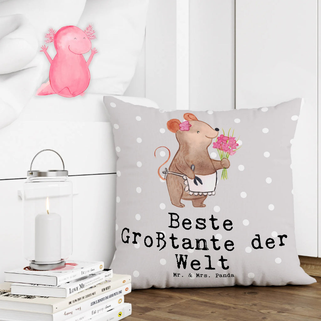 Cushion Mouse Best Great Aunt in the World pad, bed, couch, settee, soft, bedroom, Pillow, sofa, pillows, 40x40, pillow case, 40 x 40, fluffy, cushion, for, thank you, gift, giving, birthday, birthday present, gift idea, souvenir, make you happy, gift tip, trifle, niece, big, favorite aunt, best, Great aunt, nephew, aunt, sister, great aunt, aunts, family