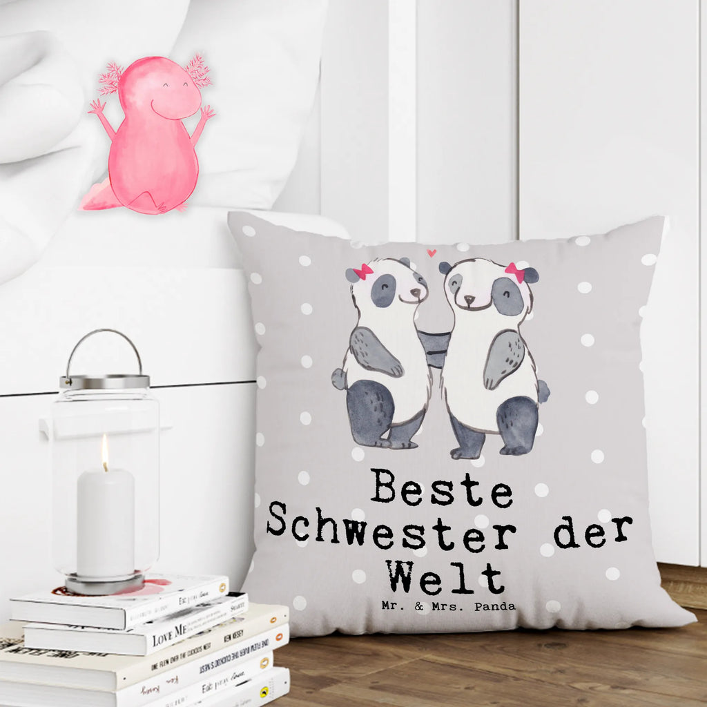 Cushion panda best sister in the world sofa, fluffy, settee, Pillow, 40x40, 40 x 40, soft, cushion, couch, bedroom, bed, pad, pillows, pillow case, for, thank you, gift, giving, birthday, birthday present, gift idea, souvenir, make you happy, gift tip, Children, Sisters, Sister, Love, Gift, Daughter, Best, Trifle, Family, Siblings
