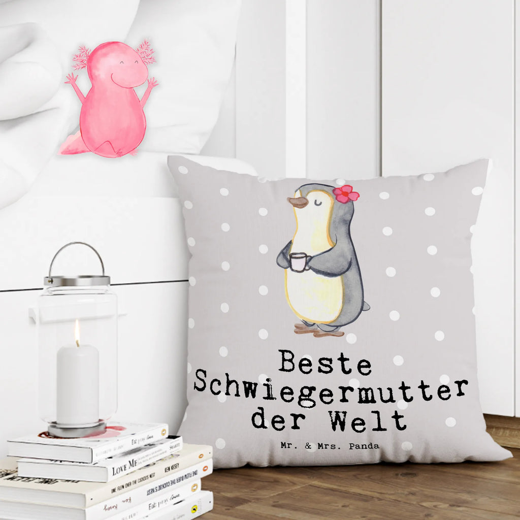Cushion penguin Best mother in law in the world 40x40, settee, pillow case, bed, sofa, couch, bedroom, pillows, cushion, soft, Pillow, fluffy, 40 x 40, pad, for, thank you, gift, giving, birthday, birthday present, gift idea, souvenir, make you happy, gift tip, by marriage, mother, mother-in-law, Mother-in-law, parents-in-law, mom, spouse&#39;s mother