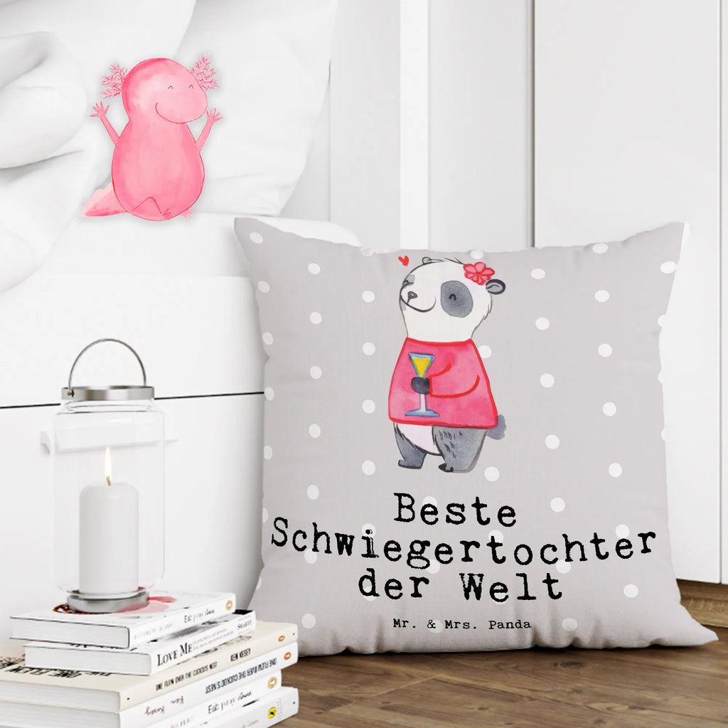 Cushion panda Best daughter in law in the world pillow case, cushion, couch, 40x40, sofa, fluffy, soft, bed, 40 x 40, pad, settee, Pillow, bedroom, pillows, for, thank you, gift, giving, birthday, birthday present, gift idea, souvenir, make you happy, gift tip, wife, son&#39;s wife, wedding, Daughter in law, by marriage, daughter