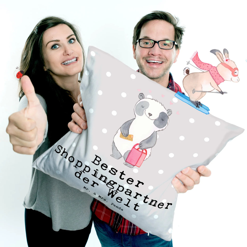 40x40 poduszka Panda Najlepszy partner zakupowy na świecie dla, Dziękuję, Prezent, Wręczyć, Urodziny, Prezent urodzinowy, Pomysł na prezent, Podziękować, Upominek, Sprawić radość, Tip na prezent