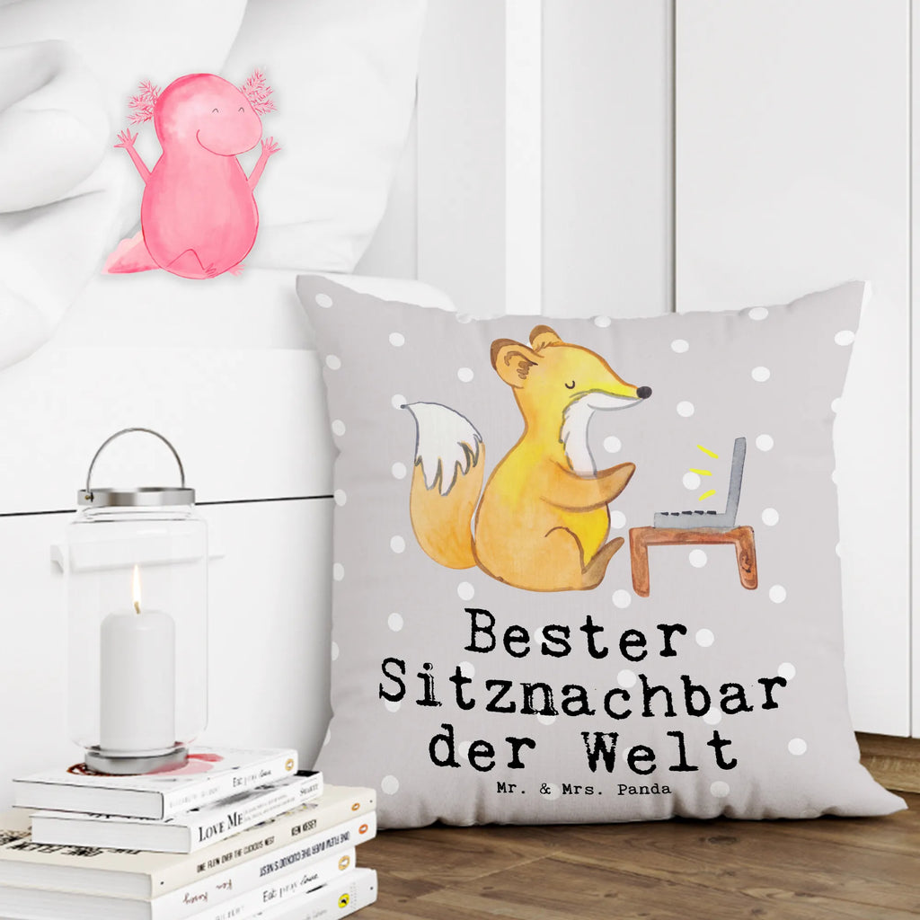 Cushion Fox Best seat neighbor in the world pillow case, 40 x 40, cushion, bedroom, settee, couch, pad, pillows, sofa, soft, fluffy, Pillow, bed, 40x40, for, thank you, gift, giving, birthday, birthday present, gift idea, souvenir, make you happy, gift tip, college, fellow student, classmate, chair neighbor, table neighbor, neighbor, university, Seat neighbor, school, seminar