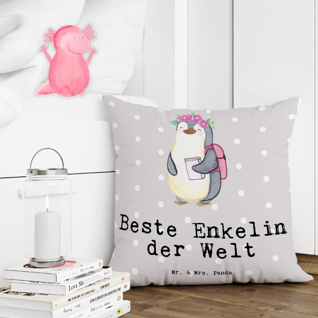 Cushion penguin Best granddaughter in the world pad, pillows, bed, bedroom, settee, 40x40, cushion, Pillow, fluffy, sofa, couch, 40 x 40, pillow case, soft, for, thank you, gift, giving, birthday, birthday present, gift idea, souvenir, make you happy, gift tip, granddaughter, child from daughter, grandpa, christening, Granddaughter, child from son, grandma, grandchild