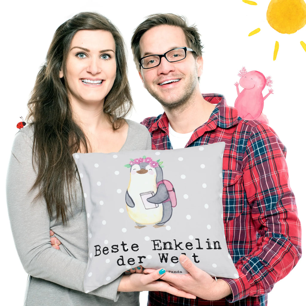 Cushion penguin Best granddaughter in the world pad, pillows, bed, bedroom, settee, 40x40, cushion, Pillow, fluffy, sofa, couch, 40 x 40, pillow case, soft, for, thank you, gift, giving, birthday, birthday present, gift idea, souvenir, make you happy, gift tip, granddaughter, child from daughter, grandpa, christening, Granddaughter, child from son, grandma, grandchild