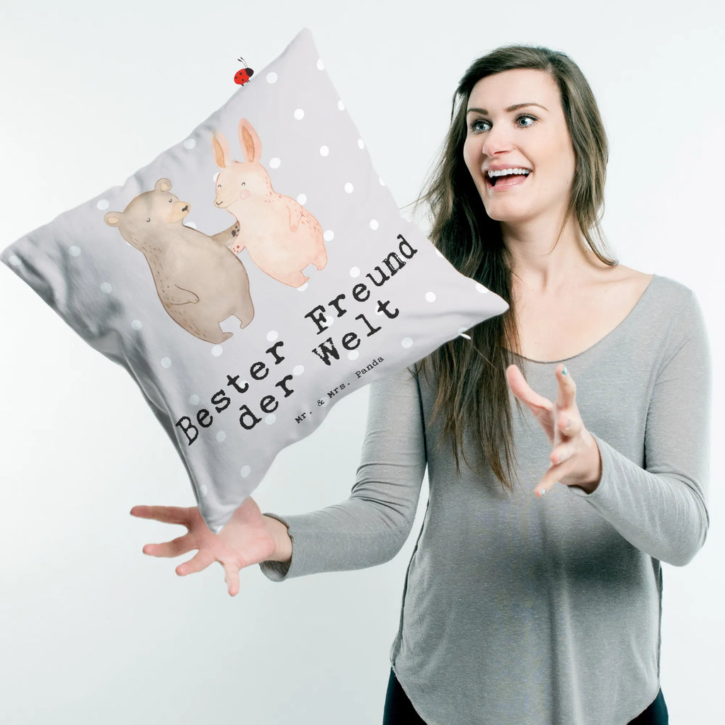 Cushion Hare best friend in the world settee, 40 x 40, couch, 40x40, pad, sofa, pillow case, fluffy, soft, Pillow, bedroom, pillows, bed, cushion, for, thank you, gift, giving, birthday, birthday present, gift idea, souvenir, make you happy, gift tip, bro, love, mate, significant other, husband, friend, heart, favorite person, partner
