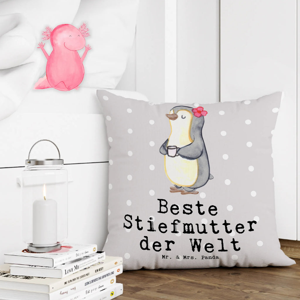 40x40 Kissen Pinguin Beste Stiefmutter der Welt Sofakissen, Zierkissen, Kissen, Couchkissen, Dekokissen Sofa, Dekokissen 40x40, Kopfkissen, Kissen 40x40 Waschbar, Kopfkissen 40x40, Kissenbezug 40x40, sofakissen, Kissenbezüge, Dekokissen, Kissenhülle 40x40, Kissen 40x40, sitzkissen, Motivkissen, Sofakissen 40x40, Kissenhülle, für, Dankeschön, Geschenk, Schenken, Geburtstag, Geburtstagsgeschenk, Geschenkidee, Danke, Bedanken, Mitbringsel, Freude machen, Geschenktipp, Mama, Muttertag, Mutter, Tochter, Sohn, Mami, Beste, Stiefmama, Stief Mutter, Mutti, Stiefmutter