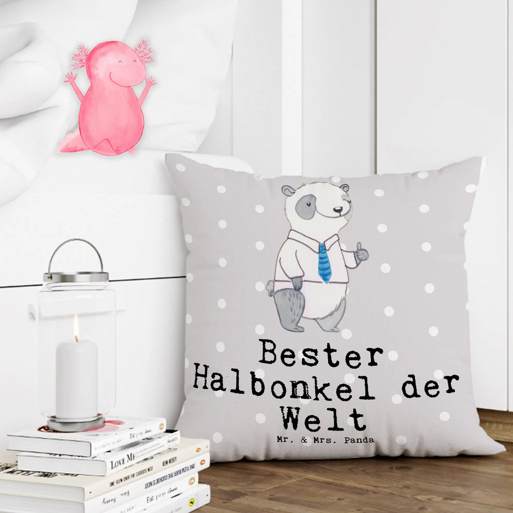 Cushion panda Best half uncle in the world settee, 40 x 40, sofa, bed, couch, Pillow, pad, soft, pillow case, cushion, pillows, 40x40, bedroom, fluffy, for, thank you, gift, giving, birthday, birthday present, gift idea, souvenir, make you happy, gift tip, half-uncle, step, step-sibling, Uncle, family, best uncle, trifle, step-uncle