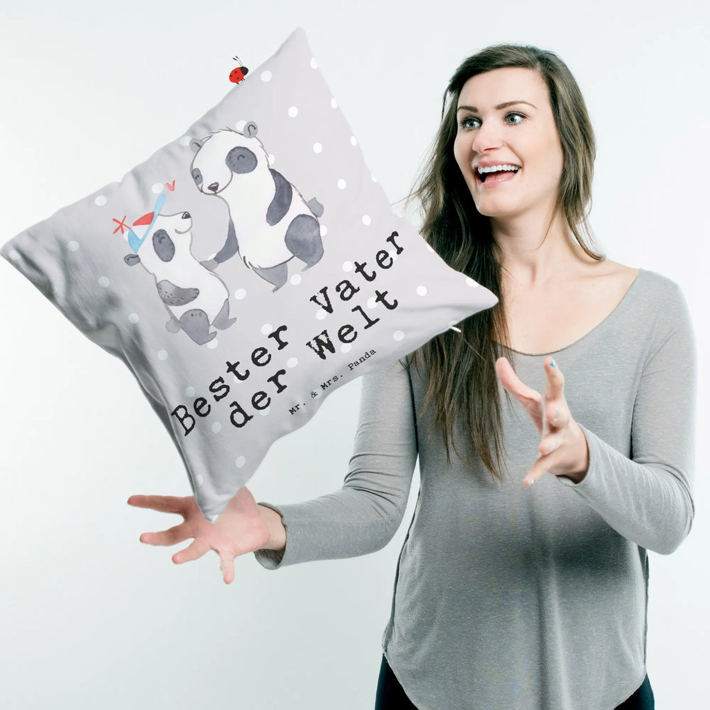 Cushion panda best dad in the world pad, cushion, pillow case, 40 x 40, soft, bedroom, bed, Pillow, sofa, fluffy, 40x40, couch, settee, pillows, for, thank you, gift, giving, birthday, birthday present, gift idea, souvenir, make you happy, gift tip, gift father, parents, papa, dad, daddy, family, man, Father, papi, best, little thing
