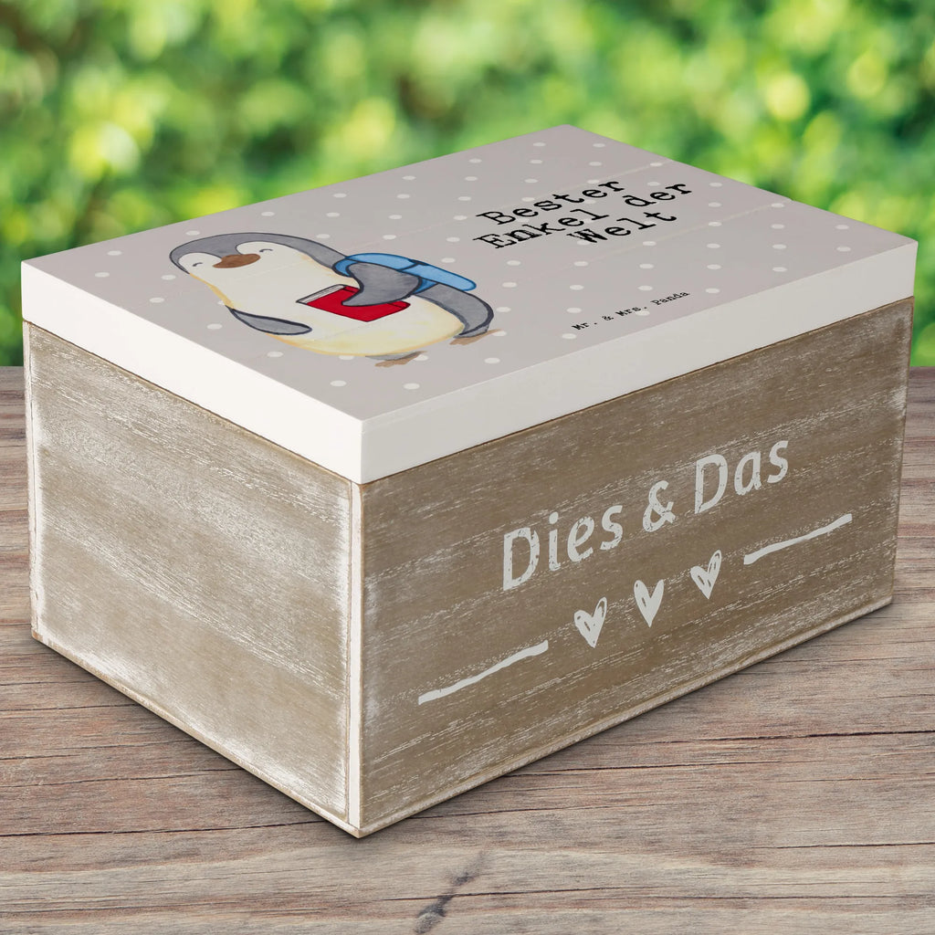 Holzkiste Pinguin Bester Enkel der Welt Erinnerungskiste, Kiste, Truhe, Dekokiste, Schatzkiste, Geschenkbox, XXL, Erinnerungsbox, Geschenkdose, Schatulle, Holzkiste, Aufbewahrungsbox, für, Dankeschön, Geschenk, Schenken, Geburtstag, Geburtstagsgeschenk, Geschenkidee, Danke, Bedanken, Mitbringsel, Freude machen, Geschenktipp, Kind von Tochter, Enkelkind, Großsohn, Kind von Sohn, Opa, Enkelsohn, Oma, Enkel, Taufe