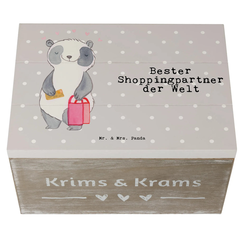 Holzkiste Panda Bester Shoppingpartner der Welt Aufbewahrungsbox, XXL, Erinnerungsbox, Schatulle, Erinnerungskiste, Kiste, Dekokiste, Holzkiste, Schatzkiste, Truhe, Geschenkdose, Geschenkbox, für, Dankeschön, Geschenk, Schenken, Geburtstag, Geburtstagsgeschenk, Geschenkidee, Danke, Bedanken, Mitbringsel, Freude machen, Geschenktipp, bff, Freundin, Shopping, Queen, Freund, Einkaufen, Shoppen, Shopping-Queen, Shoppingpartner, Begleitung, Partner, Bester