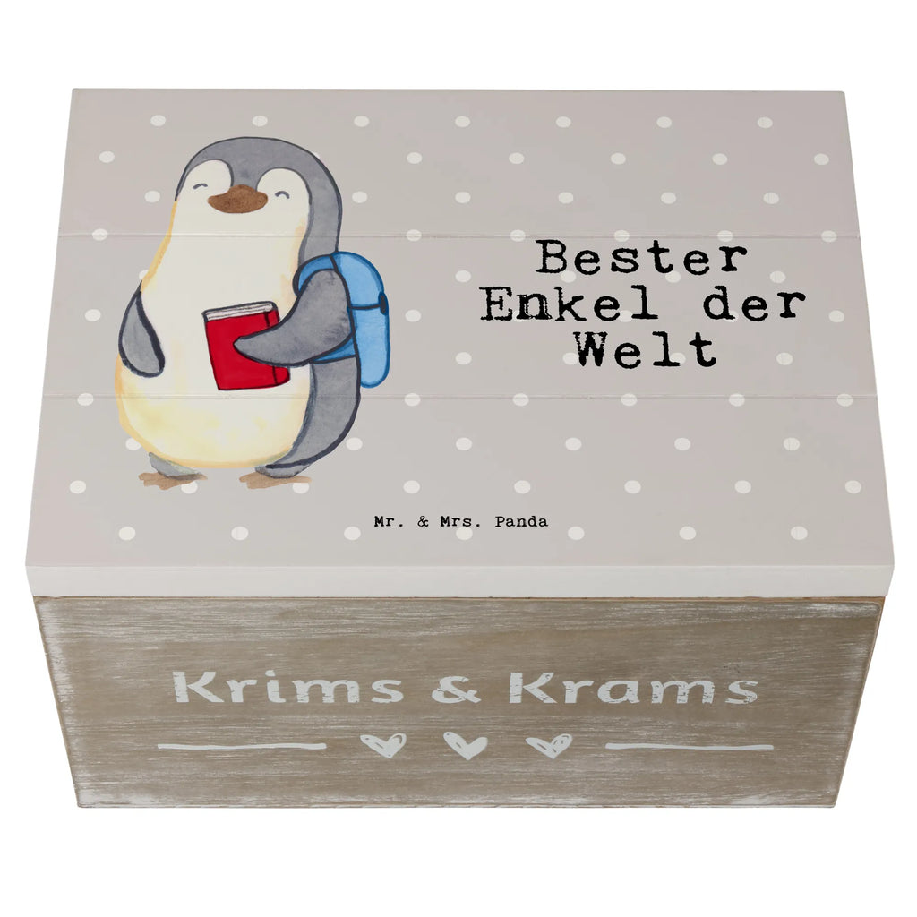 Holzkiste Pinguin Bester Enkel der Welt Erinnerungskiste, Kiste, Truhe, Dekokiste, Schatzkiste, Geschenkbox, XXL, Erinnerungsbox, Geschenkdose, Schatulle, Holzkiste, Aufbewahrungsbox, für, Dankeschön, Geschenk, Schenken, Geburtstag, Geburtstagsgeschenk, Geschenkidee, Danke, Bedanken, Mitbringsel, Freude machen, Geschenktipp, Kind von Tochter, Enkelkind, Großsohn, Kind von Sohn, Opa, Enkelsohn, Oma, Enkel, Taufe