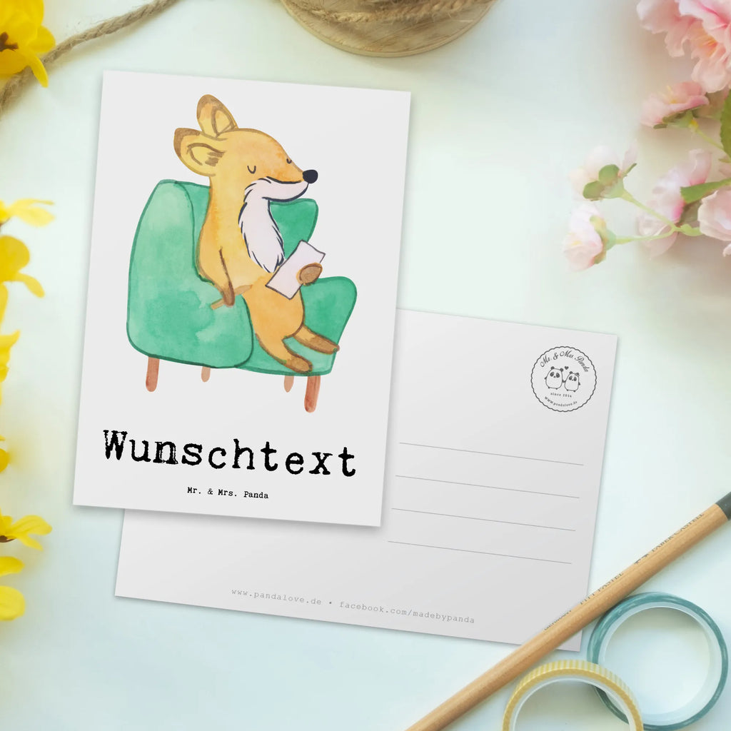 Personalised postcard Fox Best listener in the world for, thank you, gift, giving, birthday, birthday present, gift idea, souvenir, make you happy, gift tip, friend, Listener, help, helpful, listening ear