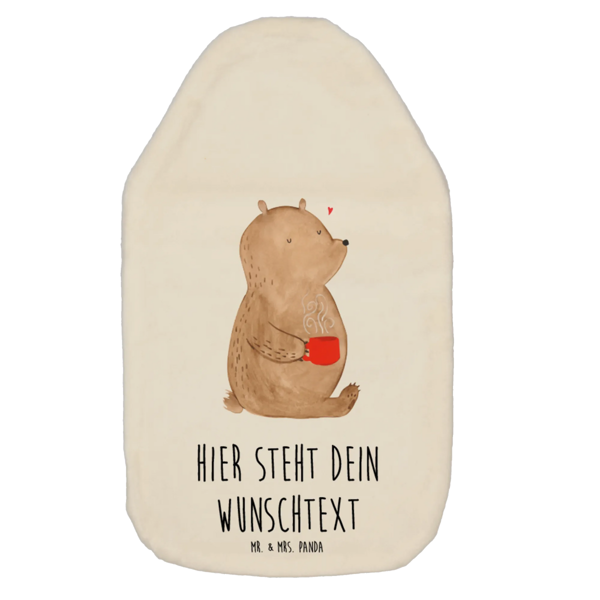 Personalised hot water bottle bear Coffee teddy bear, cuddly toy, conquer the world, good morning, morning routine, save the world, bears