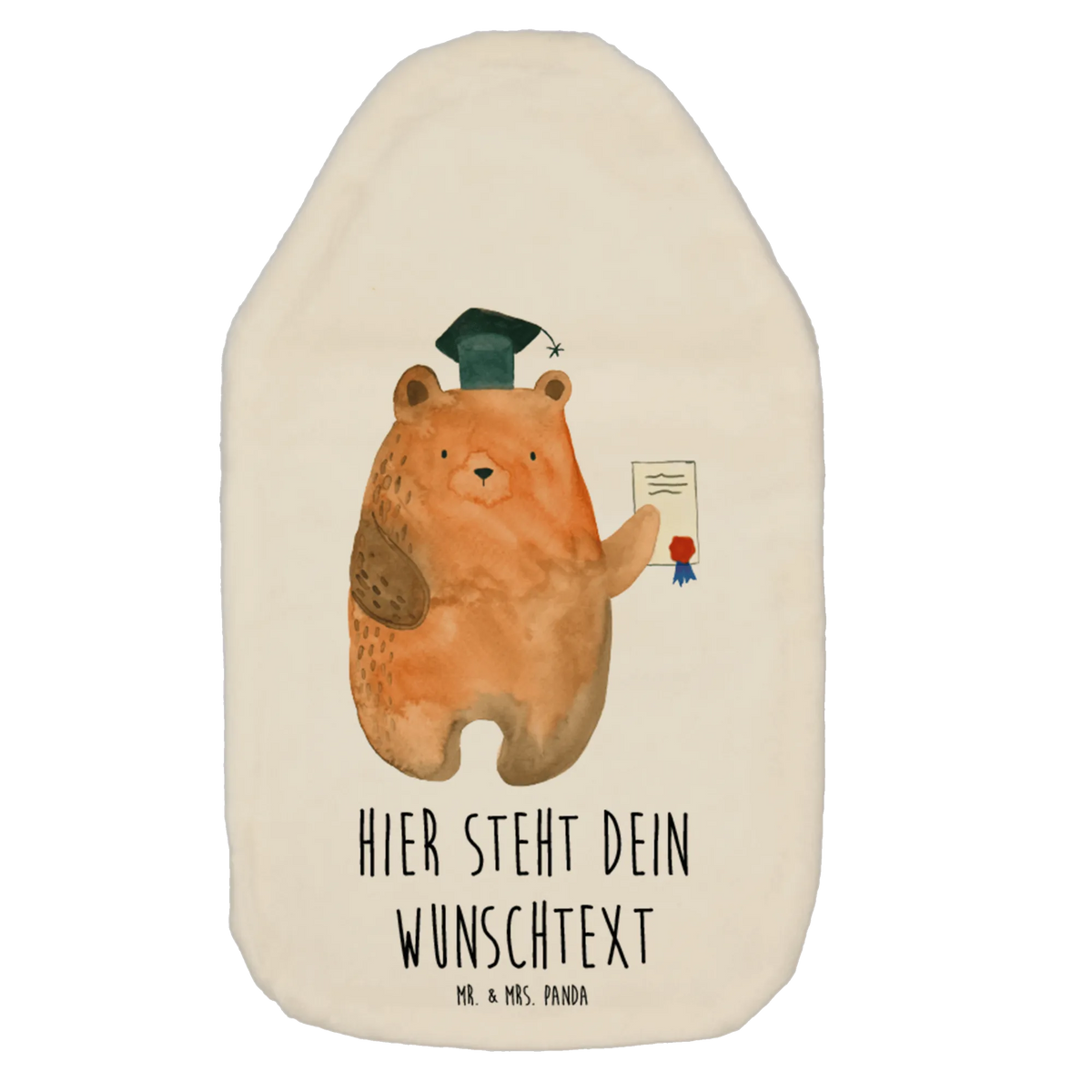 Personalised hot water bottle bear Test bear, teddy, teddy bear, cuddly toy, diploma, examination passed, Abitur, certificate, degree, examinations