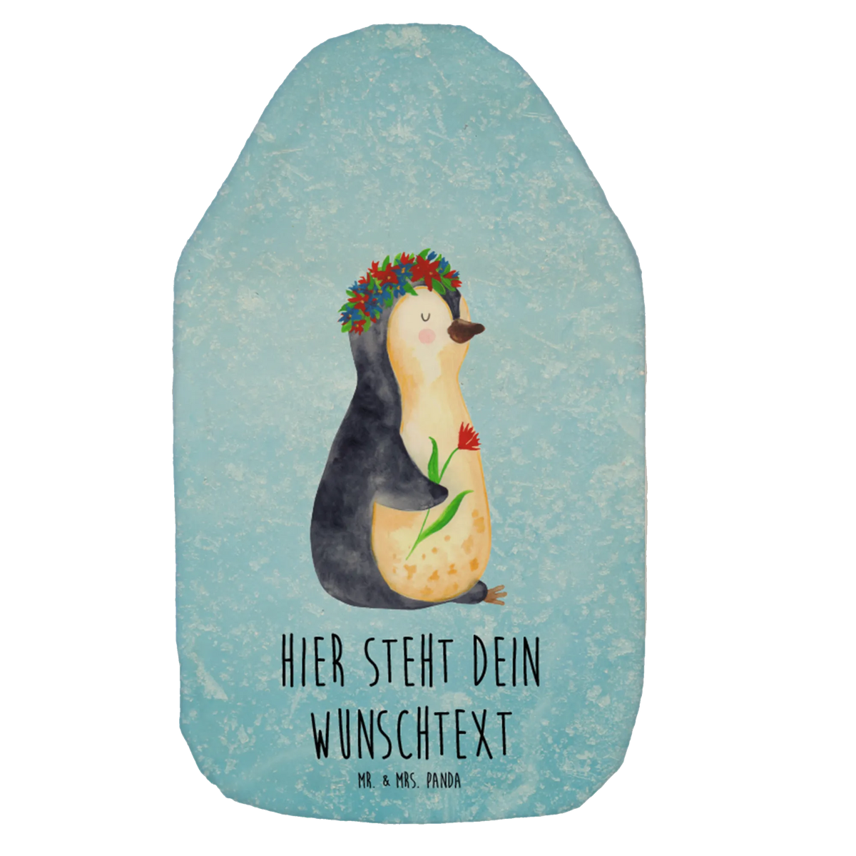 Spersonalizowany termofor pingwin kwiaty Personalisierte Bettflasche, Personalisierte Wärmflasche, Bettflasche personalisiert, Wärmflasche personalisierbar, Individuelle Wärmflasche, Wärmflasche individualisiert, Wärmflasche personalisiert, Wärmekissen mit Namen, Personalisierbare Wärmflasche, Pinguin, Pinguine, Ziele, Liebeskummer, Lebenslust, Wünsche, Motivation, Universum, Leben, Lebensziele, Geschenkidee, Blumenkranz