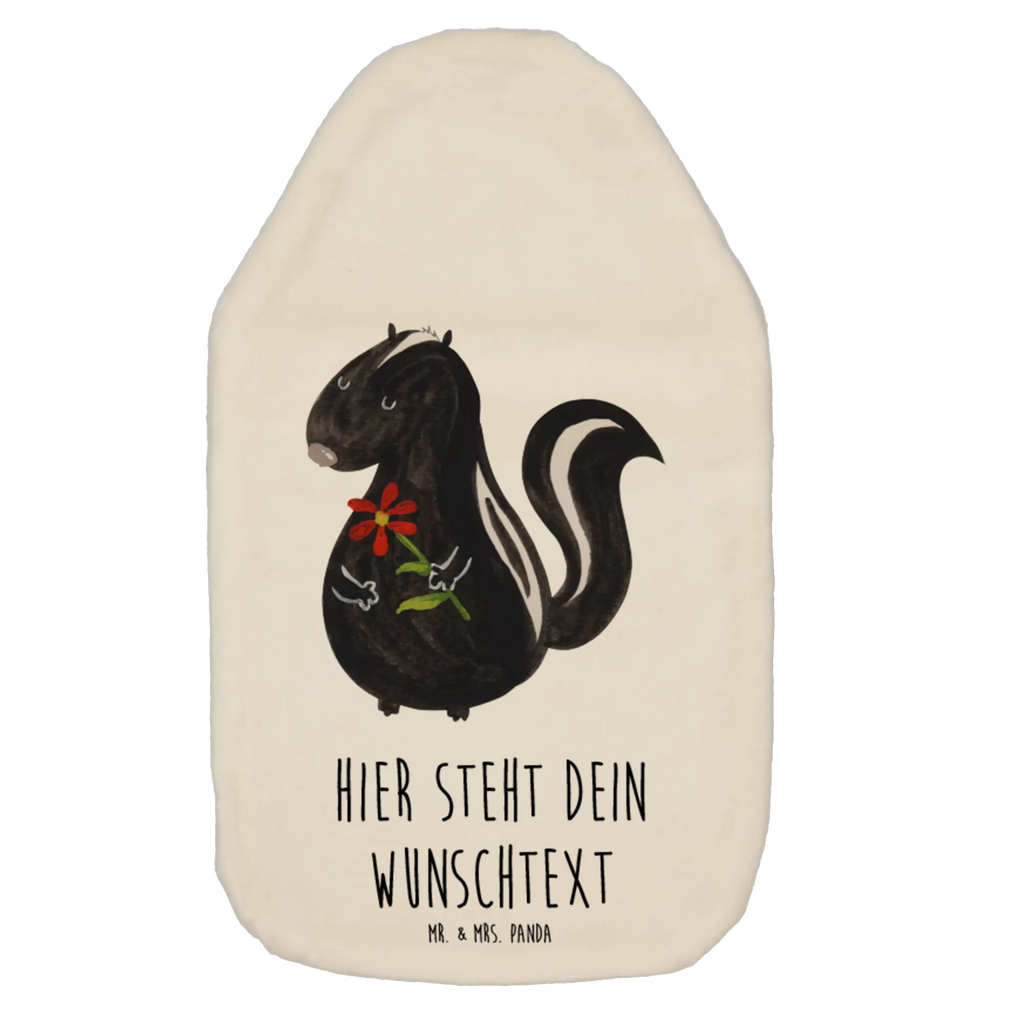 Personalised hot water bottle skunk flower Skunk, dreamy, stink, skunk, predator, wild animal, daydreamer, stinker, dreams